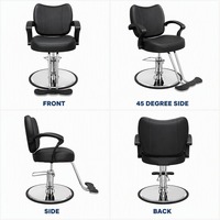 Fauteuil de Barbier Professionnel Pivotant en Cuir PU avec Accoudoirs et Piètement Métallique pour Salon de Coiffure – Vente en Gros, Export Direct