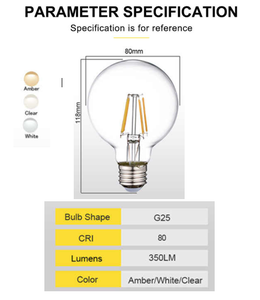 Chứng nhận ROHS/UL/ETL hình cầu dẫn bóng đèn/<span class=keywords><strong>Filament</strong></span> ánh sáng 3.8 Wát AC cung cấp điện chiếu sáng trang trí cho E26 cơ sở chứng nhận khác nhau - Product Image 2