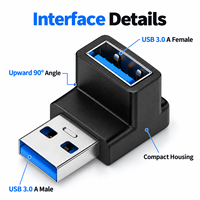 USB 3.0 Rechtwinkliger Adapter A-Stecker auf A-Buchse 90 Grad Nach Oben Verlängerungsanschluss 5 Gbit/s für Laptop PC