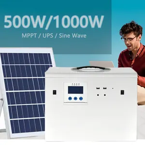 स्मार्ट सौर ऊर्जा प्रणाली घर 500W 1kw सौर पोर्टेबल जनरेटर प्रणाली घर डेरा डाले हुए के लिए उपयोग