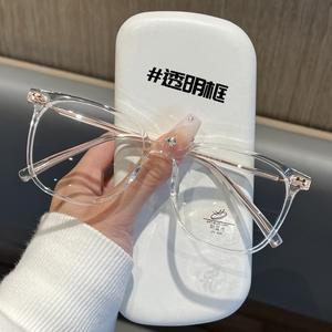 Nuevas gafas cuadradas de estilo coreano para mujer, montura completa con lentes de PC anti luz azul, gafas para miopía, diseño transparente - Product Image 1
