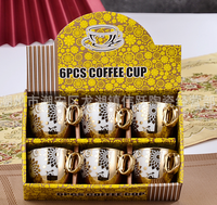 Nouvel ensemble de tasses à café et à thé en céramique de luxe de style européen 2026 avec soucoupe, coffret cadeau 6 pièces