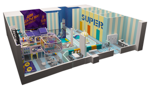 Bettaplay colorido equipo de patio interior pequeño castillo nocturno para niños con Red arcoíris y tranpolina a la venta - Product Image 3