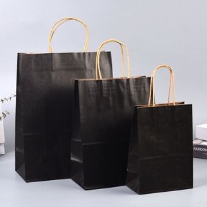 Sac en papier kraft personnalisé noir, blanc, marron pour emporter - Product Image 5
