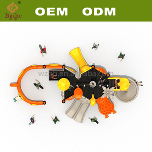 Ensemble de terrain de jeu extérieur BaiHe avec pont de corde de glissière de bateau pirate pour enfants en plastique durable pour les arrière-cours - Product Image 3