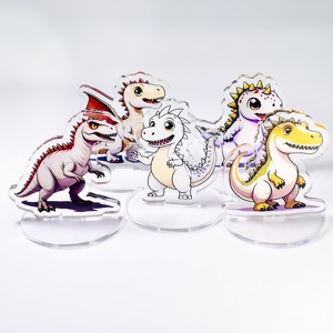 Hanxin Cute Cartoon Dinosaur Theme Transparent Acrylic Animation Bracket Custom Size 4MM Thick Wholesale Plastic Crafts