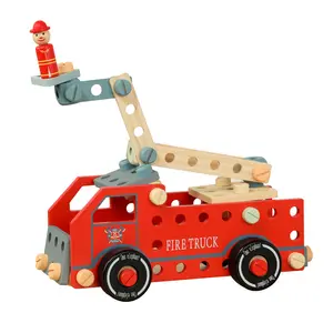 2023 DIY עץ לילדים בעבודת יד פירוק אגוז הנדסת רכב צעצוע לילדים