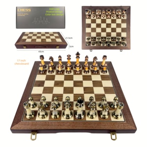 تصميم جديد لعام 2026: مجموعة شطرنج خشبية فاخرة قابلة للطي مقاس 17 بوصة، صديقة للبيئة ومتينة ومصنوعة يدويًا من خشب الجوز/الأبيض - Product Image 1