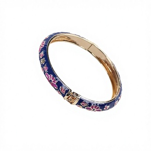 Bracelet HZ80 vintage en cloisonné de Pékin, motif pivoine, plaqué or, émail, bijoux chinois traditionnels, souvenir, cadeau pour femme - Product Image 5