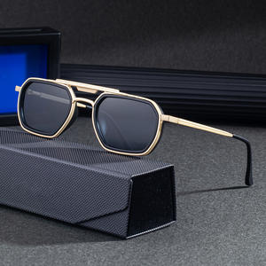 KSL-98414 Lunettes de soleil carrées pour hommes, monture noire, protection UV400, monture en plastique et métal, pare-soleil de classe 2 pour utilisation en extérieur - Product Image 4