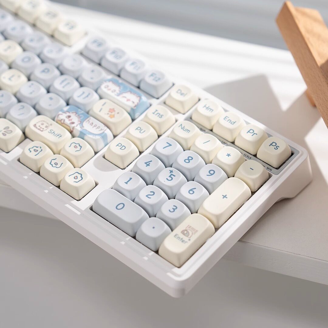 Tastiera White-YG102 + Copritasti M-OA Blue Cat