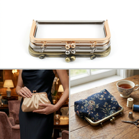 Deepeel BS401 25*7.5cm Accessoires de sac à main Cadre de portefeuille métallique brillant non perforé Fermoir Kiss Clasp Cadre carré à tête de perle