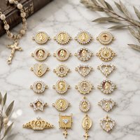 Connecteur en or 18 carats pavé CZ, Vierge Marie, Notre-Dame de Guadalupe, breloque de baptême catholique, médaillon, bijoux religieux, fournitures artisanales