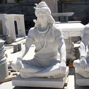 Hoge Kwaliteit Outdoor Levensgrote Indiase Lord Shiva Marmeren Beeld Prachtig Marmeren Shiva Standbeeld