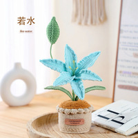 Fleur en fil de laine, fleur tissée à la main, produit fini, fleur tricotée, lys, tulipe, produit en pot, fleur simulée, souvenir