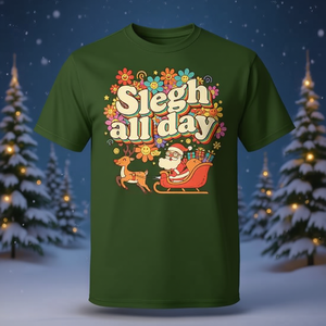 T-shirt rétro avec motif de traîneau de Noël, design festif, vêtements décontractés pour hommes - Product Image 3