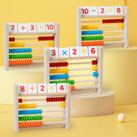 Calculatrice à cinq niveaux boulier en bois pratique arithmétique de base aides pédagogiques pour la maternelle et l'école primaire Puzzle jouets mathématiques