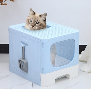 <span class=keywords><strong>Bac</strong></span> à litière pour chat anti-déversement, pliable, à deux portes, capacité 0,1L, entièrement fermé, <span class=keywords><strong>noir</strong></span> et blanc - Product Image 3