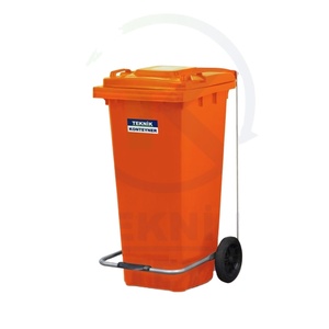 Fabricante turco Ecológico 120L Contenedor de residuos de plástico con pedal Color naranja - Product Image 1