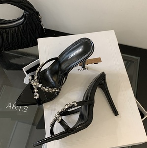 Rhinestone 2025 10CM New Style Women Shoes Sandals <b>Slides</b> Pumps Open Toe <b>Slippers</b> - Product Image 4