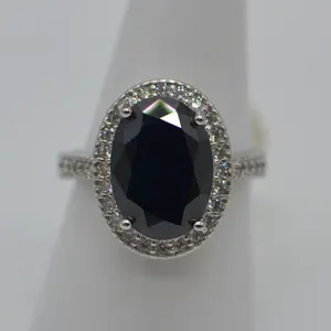 Женское кольцо с фианитом, кольцо из натурального камня с овальным черным бриллиантом, 14 к