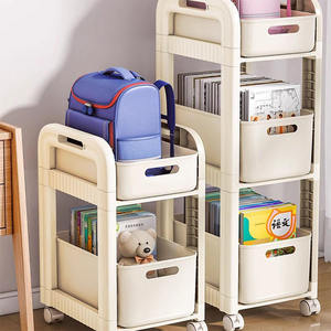 Étagère silencieuse pour <span class=keywords><strong>cartable</strong></span>, chariot à livres mobile, étagère de rangement, armoire domestique, support à roulettes sous table - Product Image 4