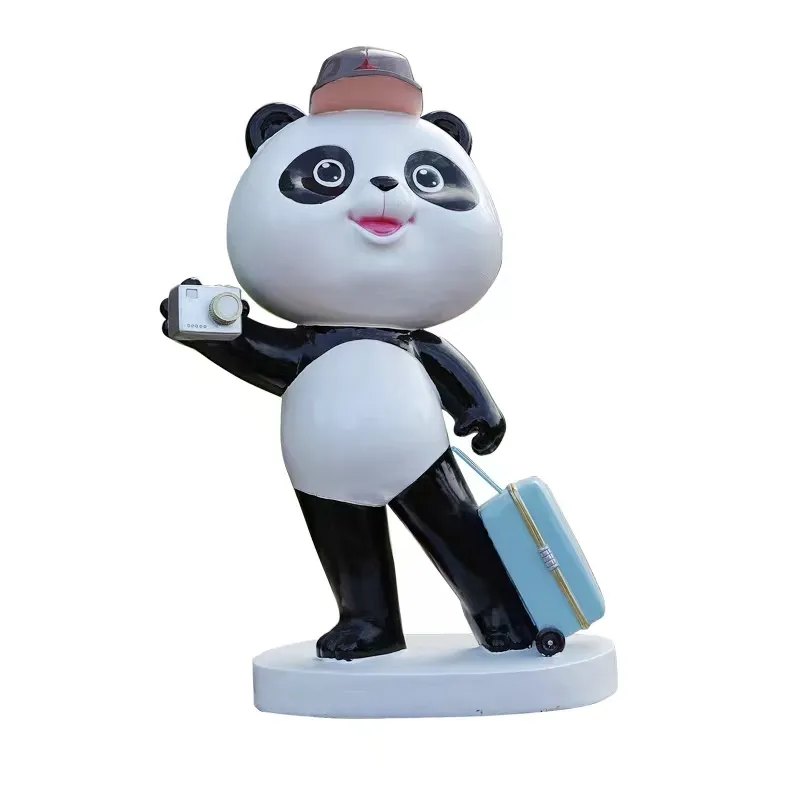 Figurines de Panda de dessin animé mignon de chine, Statue d'animal en résine, Sculpture de Panda d'animal de décoration