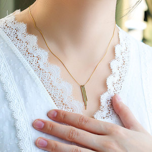 Custom 316L Stainless Steel 14k 18k Gold Plated Tassel Waterfall Jewelry Pendant <b>Necklace</b> for Women wholesale - Product Image 3