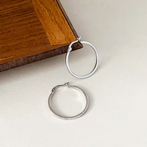 S925 Sterling Silver Hoop Earrings For Women <b>Large</b> Circle Everyday Wear - Product Image 2