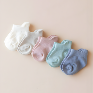 Chaussettes bébé en coton bio à prix avantageux, côtelées, respirantes, douces, neutres, pour nouveau-nés, lot provenant du Vietnam - Product Image 1