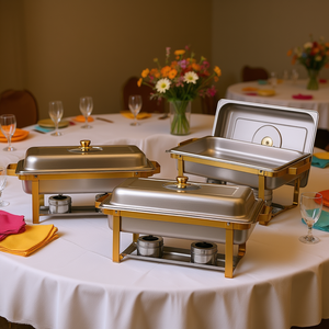 Ensemble de réchauds en acier inoxydable Vevor, 8 Qt, rectangulaire, doré, pour buffet, service de table, vaisselle de fête - Product Image 2