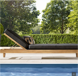 Chaises longues d'extérieur en teck massif de conception moderne artisanale verte avec coussin imperméable pour <span class=keywords><strong>jardin</strong></span>, patio, <span class=keywords><strong>piscine</strong></span>, hôtel - Product Image 5