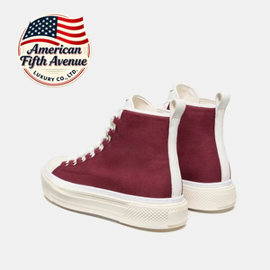 Chaussures de basket-ball en toile à semelle épaisse, respirantes, imperméables, éclairées, augmentant la taille, bout rond, lacets rouges - Product Image 4