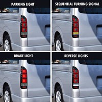 Système d'éclairage automobile, ensemble de feux arrière LED pour Toyota Hiace 2005-2018, feux de freinage, clignotants, feux de recul, gauche et droite
