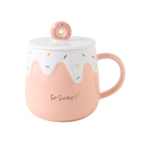 Tirelire en céramique blanche en forme de beignet, amusante et créative, pour enfants, avec emballage en papier