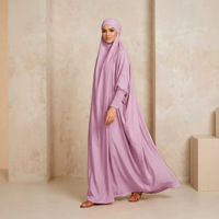Abaya Modeste Bleu Clair pour Femmes Musulmanes 2026 avec Poignets Texturés et Hijab Intégré – Robe Islamique Élégante et Décontractée FK316