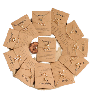 Fancy Day Fashion Brown Papier karte Gold Farbe Astrologie Sternzeichen Halskette für Frauen Schmuck - Product Image 1