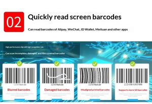 Mini-scanner 2D fixe USB CMOS pour codes QR et codes-barres, compatible multi-OS, 200 scannages/secondes, en stock (OEM/ODM) - Product Image 4