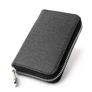 Short Mini Wallet PU Leather Cross Pattern Men's Card Holder Case Bag Zipper Pocket Purse Environmental Protection