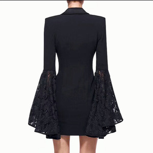 <span class=keywords><strong>Abito</strong></span> da ufficio <span class=keywords><strong>nero</strong></span> Casual da donna in <span class=keywords><strong>pizzo</strong></span> a maniche lunghe vestito Sexy avvolti <span class=keywords><strong>Mini</strong></span> <span class=keywords><strong>abito</strong></span> alla moda - Product Image 4