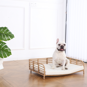 Cama elevada para mascotas, sofá de mimbre de ratán para perros, cama transpirable y refrescante para cachorros, para interiores y exteriores, ideal para el verano, venta al por mayor. - Product Image 2