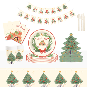 Juego de Vajilla Personalizado DAMAI con Forma de Árbol de Navidad, Juego de Platos y Vasos de Papel con Diseño de Cascanueces Navideño - Product Image 2