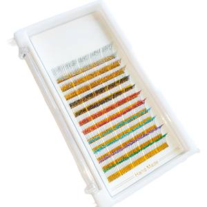 Cabello sintético hecho a mano Volumen completo 16 líneas 0,15mm Oro Verde Fluorescencia Brillo dramático Modelo fácil Extensiones de pestañas a granel - Product Image 1