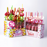 Vente en gros de bonbons Sucette saveur de fruit sucette torsadée multicolore avec bâtonnets de paille bonbon dur