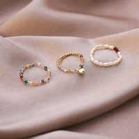 Großhandel hand gefertigten Schmuck elastisch verstellbare Regenbogen Perlen Perlen ringe für Finger