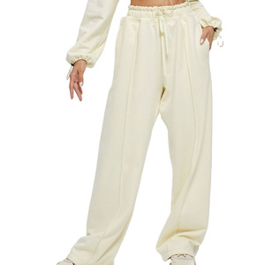 French Terry Plus Size Blank Sweatpants Lady Custom Logo High Quality Wholesale <strong>Straight</strong> Oversized OEM Wide <strong>Leg</strong> <strong>Jogger</strong> for <strong>Women</strong> - Product Image 5