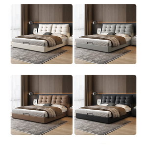 เตียงไม้โอ๊คขนาดคิงไซส์ สไตล์อิตาเลียนเรียบง่ายทันสมัย สำหรับใช้ในห้องนอนอพาร์ตเมนต์หรือโรงแรม ดีไซน์หรูหราแบบไลท์ลักชัวรี่ - Product Image 3