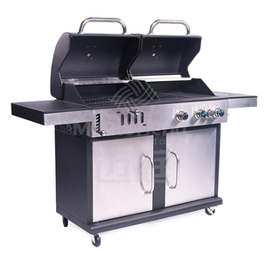 Outdoor Kitchen Cabinet Set Stainless Steel Gas Barbecue Grill Garden Wood Fire Pizza Oven Bbq Grill