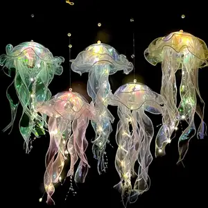 Room Holiday Decorations Portable Jellyfish Lantern DIY Hanging Ornaments Led Lights Multi-color led jellyfish lanterns