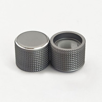 Bouton de commande rotatif en aluminium noir/gris de 15 mm de diamètre avec axe à 6 dents pour encodeur, interrupteur, haut-parleur